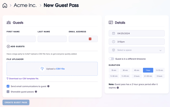 new guest pass form